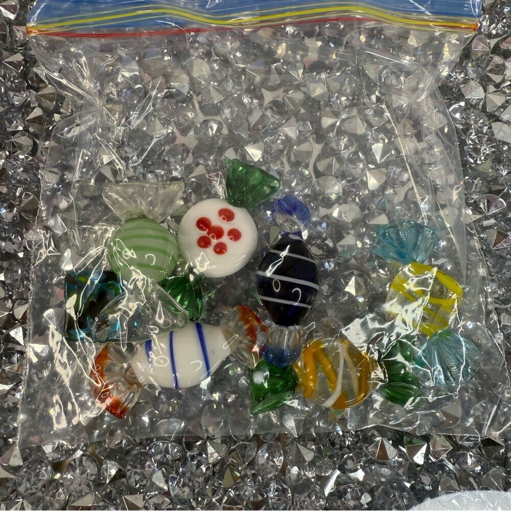 Glass candies vintage Assorted Glass Candy Figurines Colorful Decorative Sweets